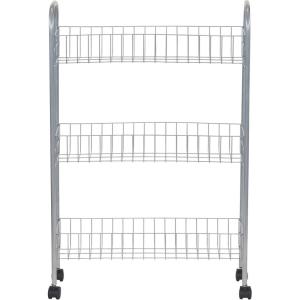 Household Essentials Matte Black Slim, 3 Shelf Storage Cart with Wheels(7″ Silver – Basic)