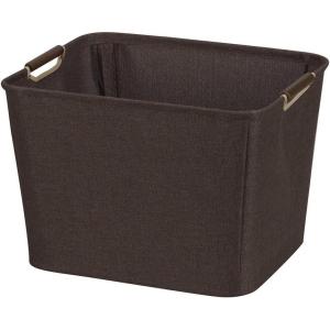 Household Essentials Medium Tapered Soft-Side Storage Bin with Wood Handles(Brown)