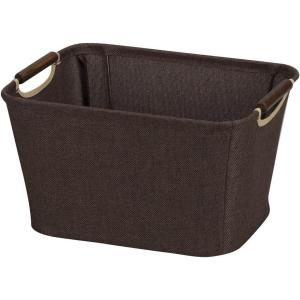Household Essentials Medium Tapered Soft-Side Storage Bin with Wood Handles(Cocoa)