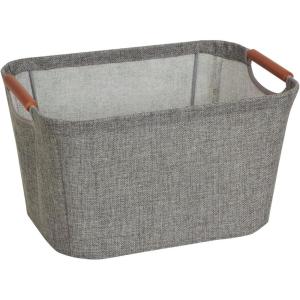 Household Essentials Medium Tapered Soft-Side Storage Bin with Wood Handles(Gray)