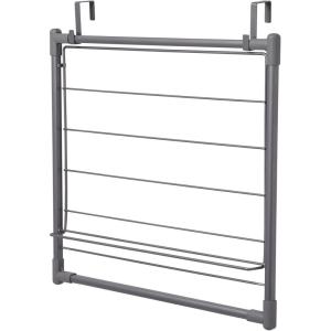 Household Essentials Metal Expandable Over the Door Drying Rack, Gray