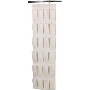 Household Essentials Over The Door 24 Packet Shoe Storage Organizer, Natural Canvas