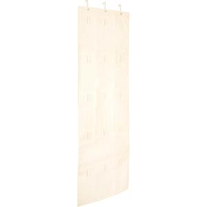 Household Essentials Over The Door Cotton Blend Cap and Hat Organizer with 15 Velcro Hangers, Natural