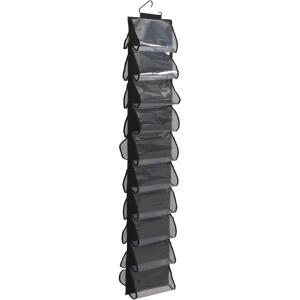 Household Essentials Over-The-Door Cotton Blend and Plastic Shoe Organizer with 20 Storage Pockets, Denim(Black)