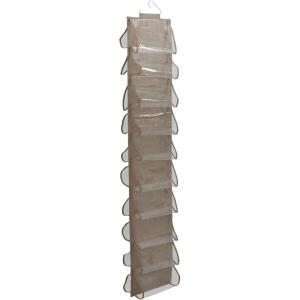 Household Essentials Over-The-Door Cotton Blend and Plastic Shoe Organizer with 20 Storage Pockets, Denim(Latte)