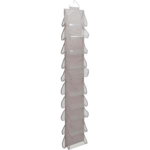 Household Essentials Over-The-Door Cotton Blend and Plastic Shoe Organizer with 20 Storage Pockets, Denim(Silver)