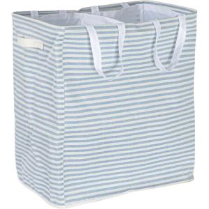 Household Essentials Rectangular Double Sorter with Handles, Blue and White Stripe