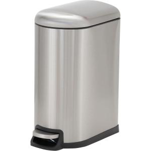 Household Essentials Slim Trash Can, 10 Liter / 2.6 Gallon, Stainless Steel Bathroom Step Trash Can, Easy to Clean 94433-1