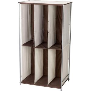 Household Essentials Transformer Boot Storage Rack, Adjustable Cubbies, Soft Poly-Cotton Fabric, Sturdy Steel Frame, Versatile and Stylish, Perfect for Short, Mid and Tall Boots, Natural and Brown 23 Inch