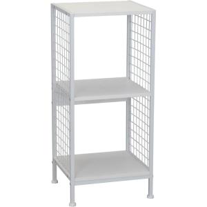 Household Essentials Trellis Open Storage Bookshelf with 2 Cube Compartments Mid Century Walnut Wood Grain and Black Metal(White)