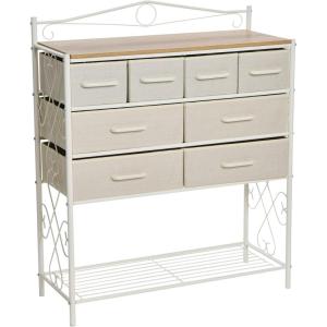 Household Essentials Victorian Style 8-Drawer Tower Storage Organizer Unit, Multicolor(Coastal Oak)