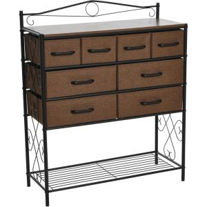 Household Essentials Victorian Style 8-Drawer Tower Storage Organizer Unit, Multicolor(Walnut)