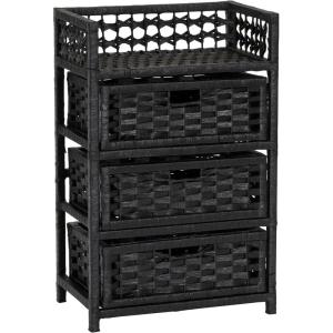 Household Essentials Woven 3 Drawer Chest with Cutout Handles(Black)