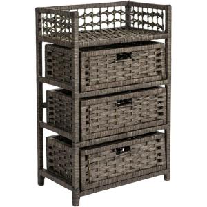 Household Essentials Woven 3 Drawer Chest with Cutout Handles(Grey)