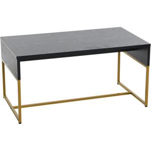 Household Essentials Wrap Rectangular Coffee Table Rustic Slate Concrete and Black Metal(Black)