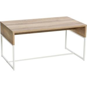 Household Essentials Wrap Rectangular Coffee Table Rustic Slate Concrete and Black Metal(Coastal Oak Finish)