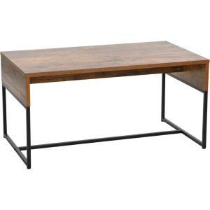 Household Essentials Wrap Rectangular Coffee Table Rustic Slate Concrete and Black Metal(Rustic Hickory)