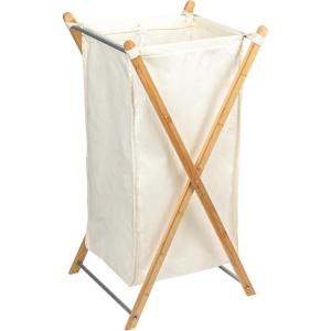 Household Essentials X-Frame Bamboo Hamper, Washable Black Liner and Bamboo Frame, and Renewable, Folds for Storage, Simple and Chic, Natural(Natural)
