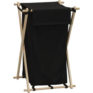Household Essentials X-Frame Wood Laundry Sorter, Collapsible Wood Frame with Washable Poly-Cotton Bags, Naturally Stylish Large(Black)