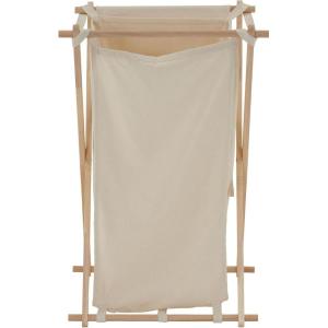 Household Essentials X-Frame Wood Laundry Sorter, Collapsible Wood Frame with Washable Poly-Cotton Bags, Naturally Stylish Large(Natural)