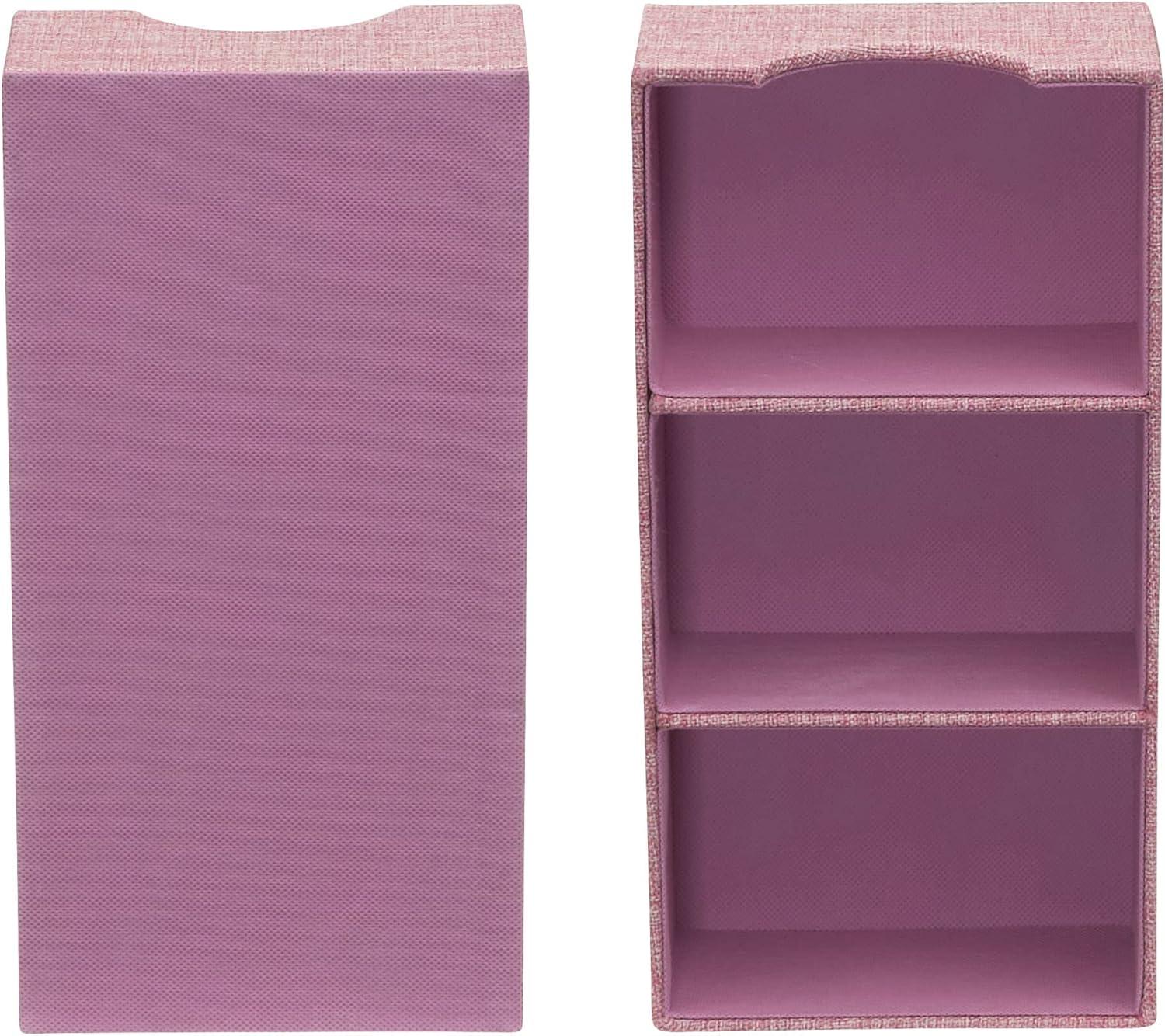 image:imageHousehold Essentials 3 Compartment Organizer Tray 2 Pack Accessory Organizer Sturdy Drawer Organizer with Fabric Covering GrayPink