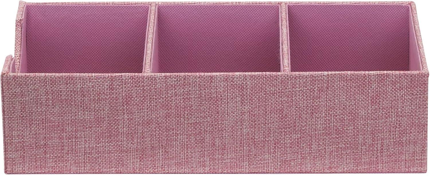 image:imageHousehold Essentials 3 Compartment Organizer Tray 2 Pack Accessory Organizer Sturdy Drawer Organizer with Fabric Covering GrayPink