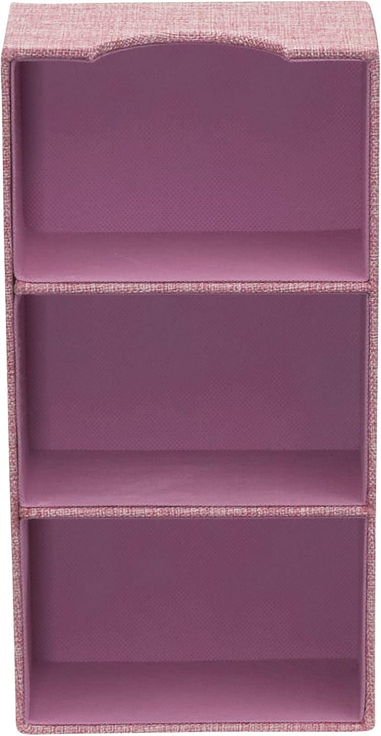 image:imageHousehold Essentials 3 Compartment Organizer Tray 2 Pack Accessory Organizer Sturdy Drawer Organizer with Fabric Covering GrayPink