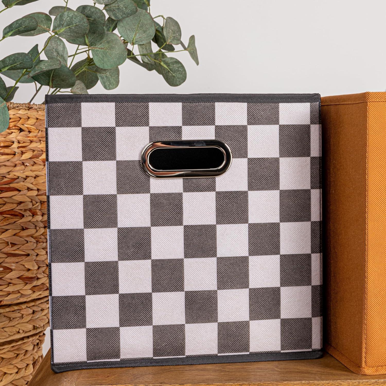 image:imageHousehold Essentials Fabric Storage Bins 6 Piece Set Checkerboard White and Black11 L x 11 W x 11 H