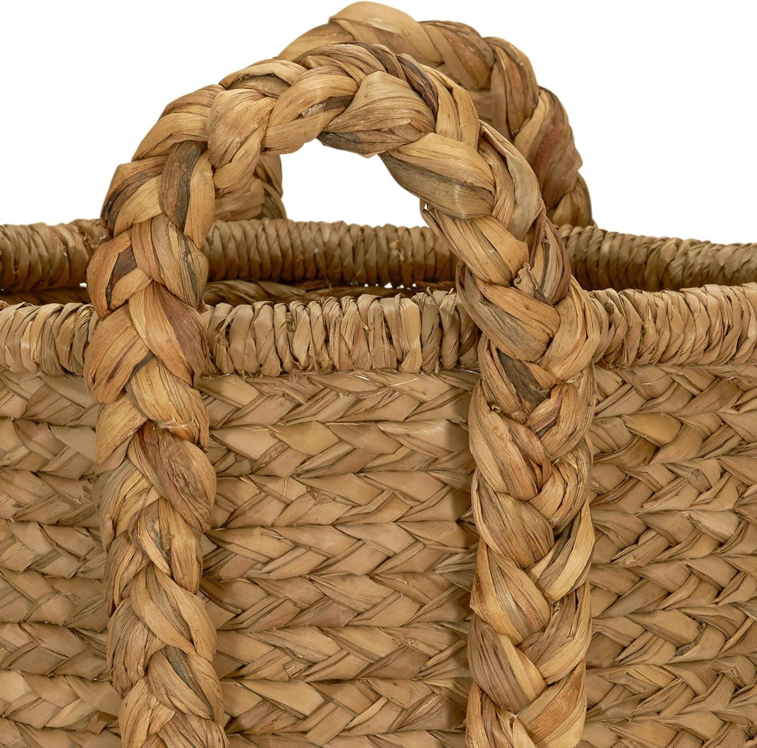 image:imageHousehold Essentials Large Rectangular Floor Storage Basket with Braided Handles Light BrownRound