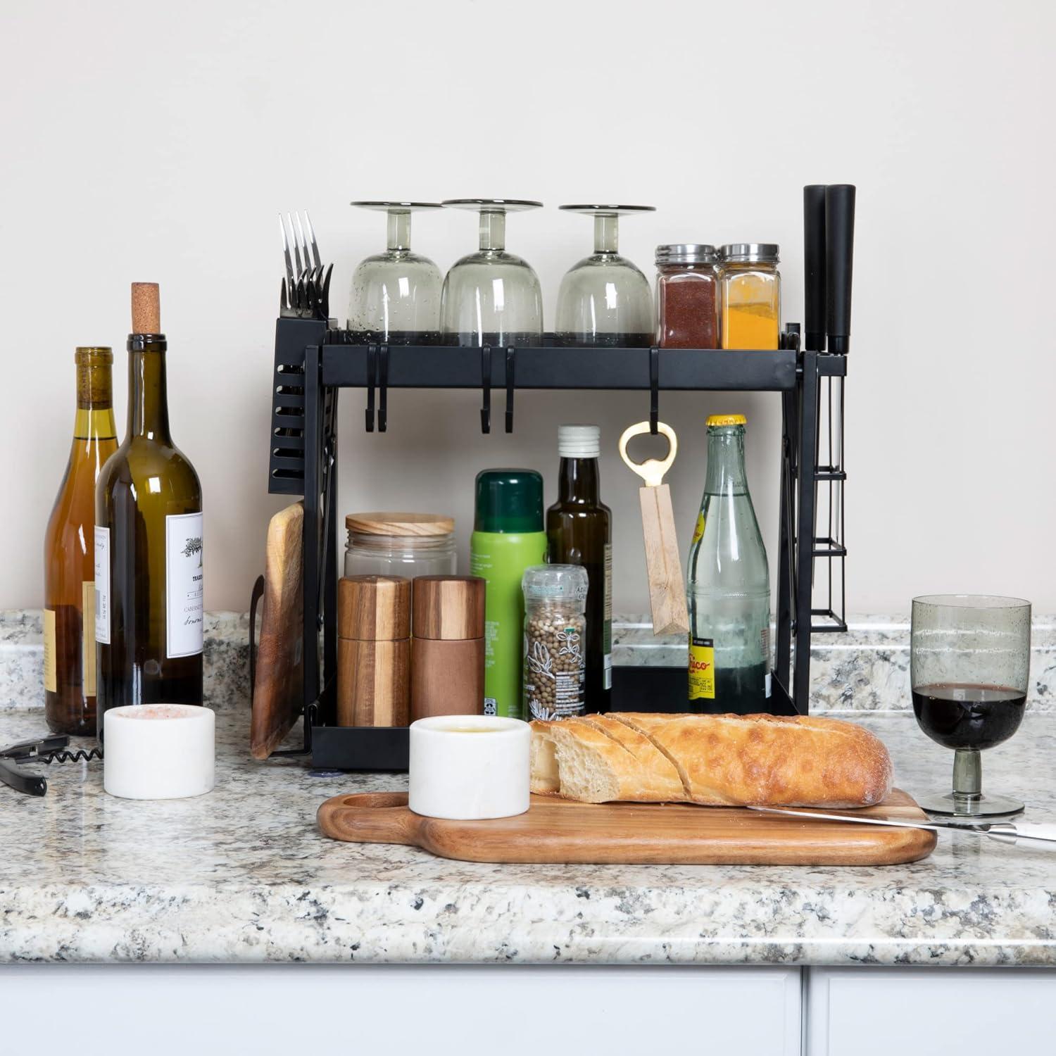 image:imageHousehold Essentials Metal 2Tier Countertop Caddy Black 1425 in L x 12 in H14 Wide