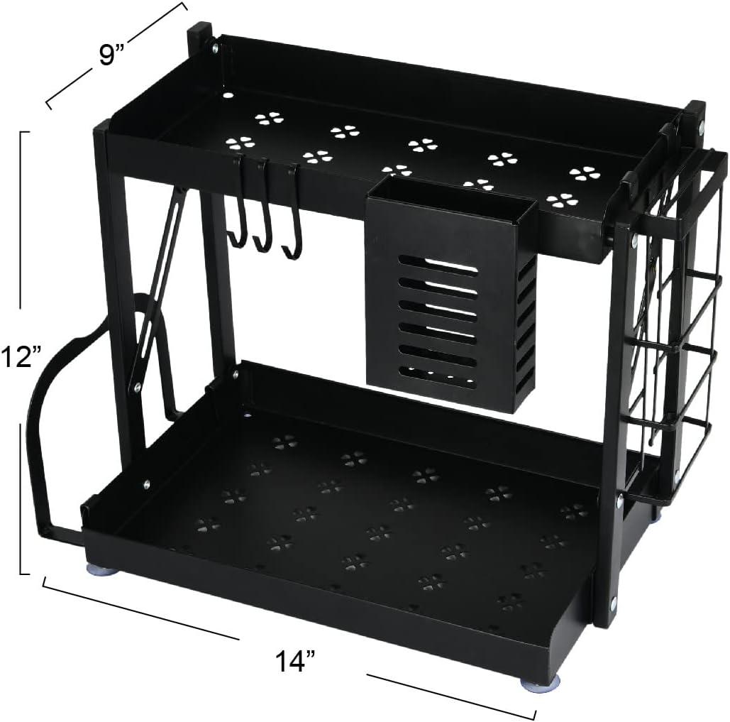 image:imageHousehold Essentials Metal 2Tier Countertop Caddy Black 1425 in L x 12 in H14 Wide