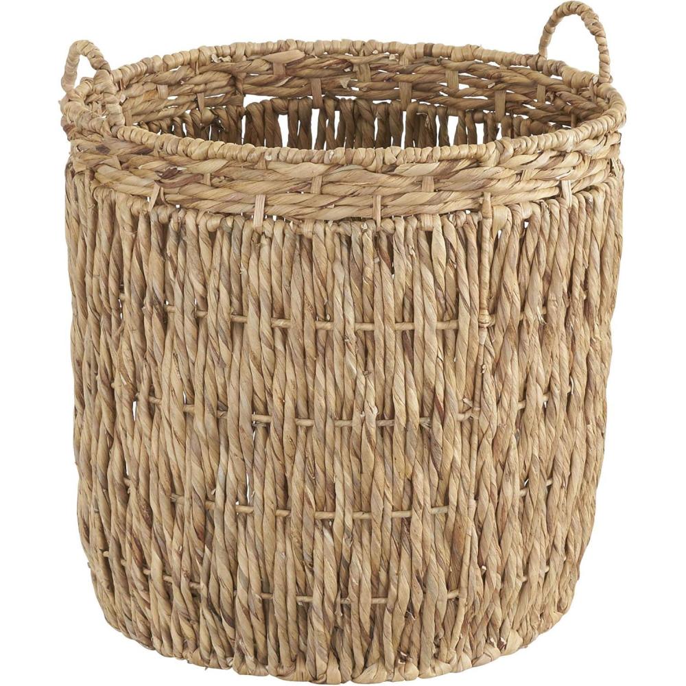 image:imageHousehold Essentials Brown Tall Round Wicker Storage BasketNatural Water Hyacinth