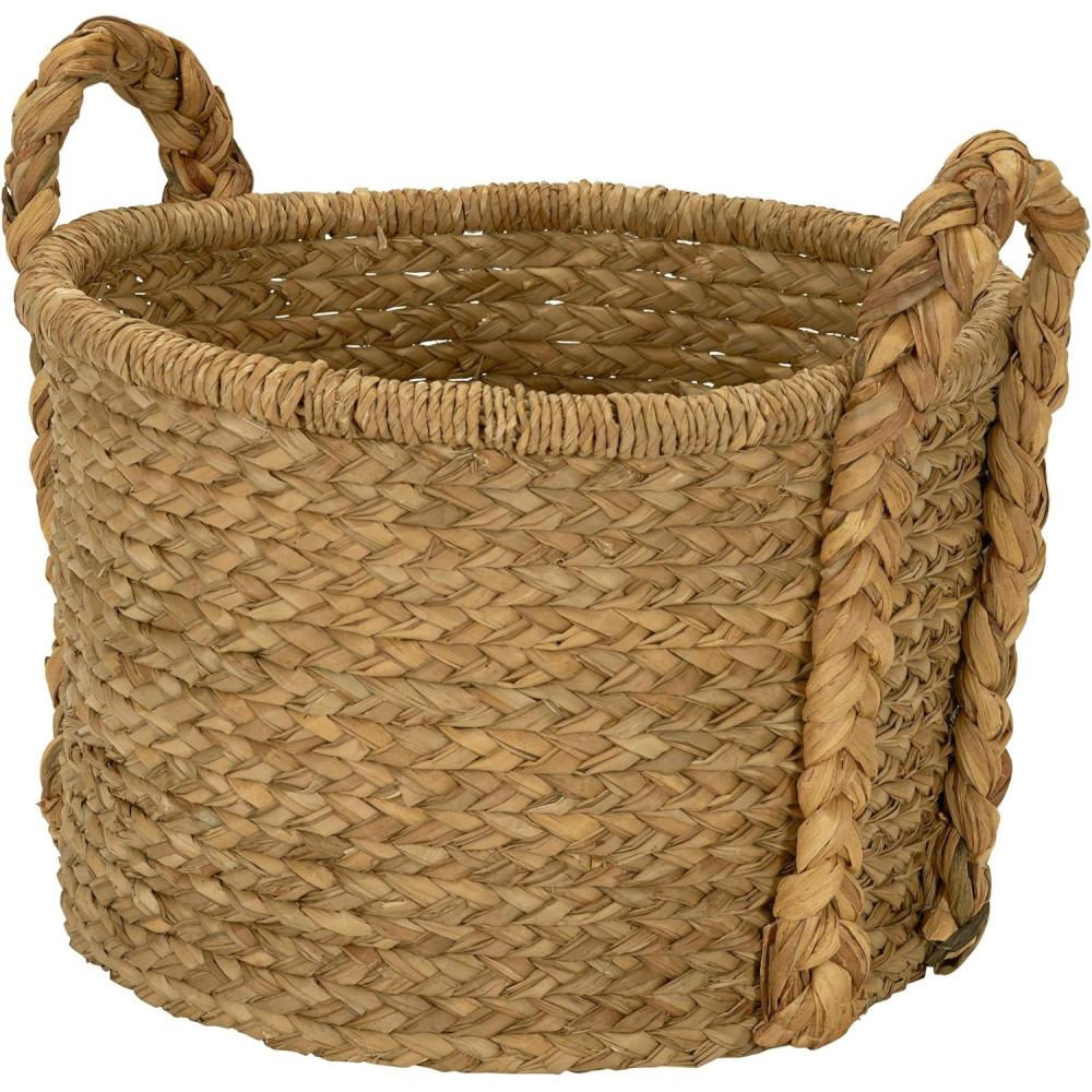 image:imageHousehold Essentials Large Rectangular Floor Storage Basket with Braided Handles Light BrownRound