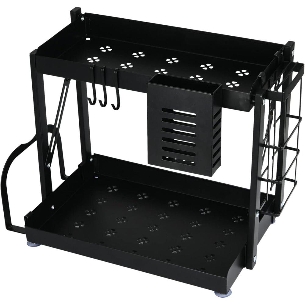 image:imageHousehold Essentials Metal 2Tier Countertop Caddy Black 1425 in L x 12 in H14 Wide