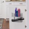 Household Essentials 1228-1 Double Basket Door Mount Cabinet Organizer | Mounts to Solid Cabinet Doors or Wall(Nickel Powder Finish)