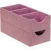 Household Essentials 3 Compartment Organizer Tray 2 Pack, Accessory Organizer, Sturdy Drawer Organizer with Fabric Covering, Gray(Pink)