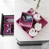 Household Essentials 3 Compartment Organizer Tray 2 Pack, Accessory Organizer, Sturdy Drawer Organizer with Fabric Covering, Gray(Pink)