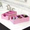 Household Essentials 3 Compartment Organizer Tray 2 Pack, Accessory Organizer, Sturdy Drawer Organizer with Fabric Covering, Gray(Pink)