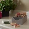 Household Essentials 3 Compartment Organizer Tray 2 Pack, Accessory Organizer, Sturdy Drawer Organizer with Fabric Covering, Gray(Silver)