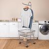 Household Essentials 6028-1 Rolling Laundry Cart with Hanging Bar – Chrome Finish, STORAGE, Metallic