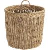 Household Essentials Brown Tall Round Wicker Storage Basket(Natural Water Hyacinth)