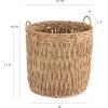Household Essentials Brown Tall Round Wicker Storage Basket(Natural Water Hyacinth)