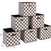 Household Essentials Fabric Storage Bins 6 Piece Set, Checkerboard White and Black(11” L x 11” W x 11” H (Pack of 6))