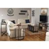 Household Essentials Jamestown Console Sofa Table Rustic Slate Concrete and Black Metal(Ashwood)