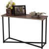 Household Essentials Jamestown Console Sofa Table Rustic Slate Concrete and Black Metal(Ashwood)