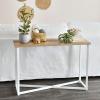 Household Essentials Jamestown Console Sofa Table Rustic Slate Concrete and Black Metal(Coastal Oak)
