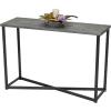 Household Essentials Jamestown Console Sofa Table Rustic Slate Concrete and Black Metal(Slate)