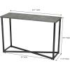 Household Essentials Jamestown Console Sofa Table Rustic Slate Concrete and Black Metal(Slate)