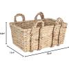 Household Essentials Large Rectangular Floor Storage Basket with Braided Handles, Light Brown(Rectangular)