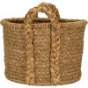 Household Essentials Large Rectangular Floor Storage Basket with Braided Handles, Light Brown(Round)